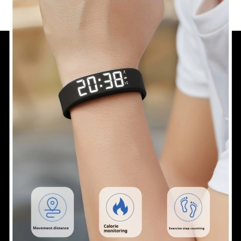 Digital Smartwatch for Students and Sports Enthusiasts White and Black Luminous Display Timer Alarm Silicone Band Rechargeable