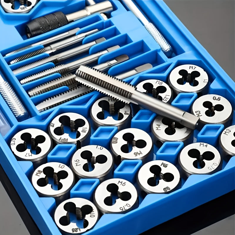 Metric Tap and Die Set for DIY M3-M12 Threading Alloy Metal Hand Tools with Bag