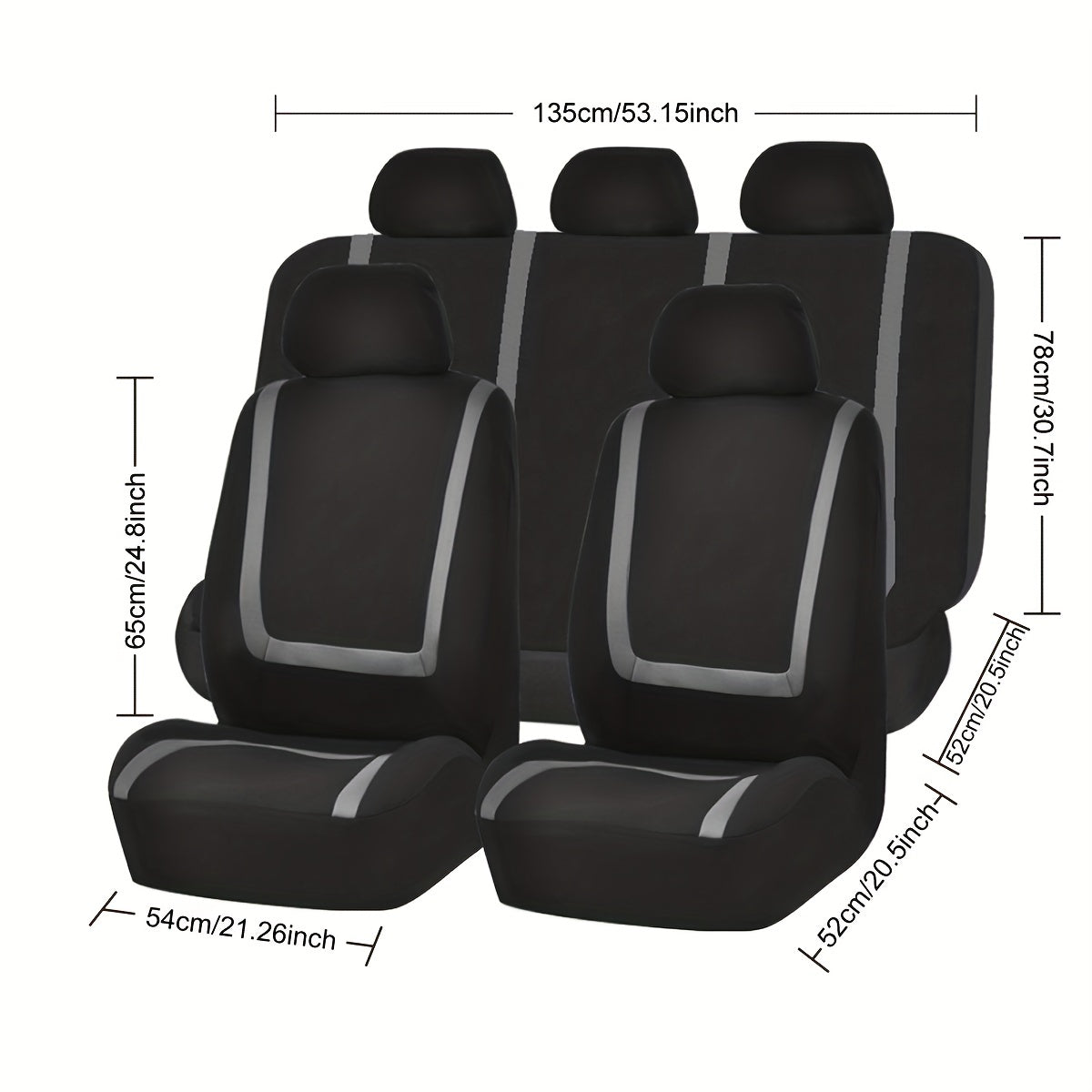 Universal 5-Seat Car Seat Cover Set Soft Breathable Polyester