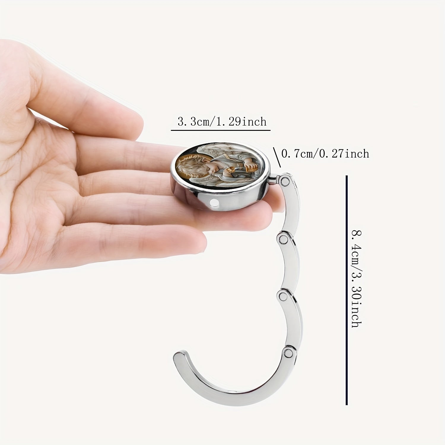Compact Folding Angel Boy Handbag Hook for Travel and On-the-Go Use
