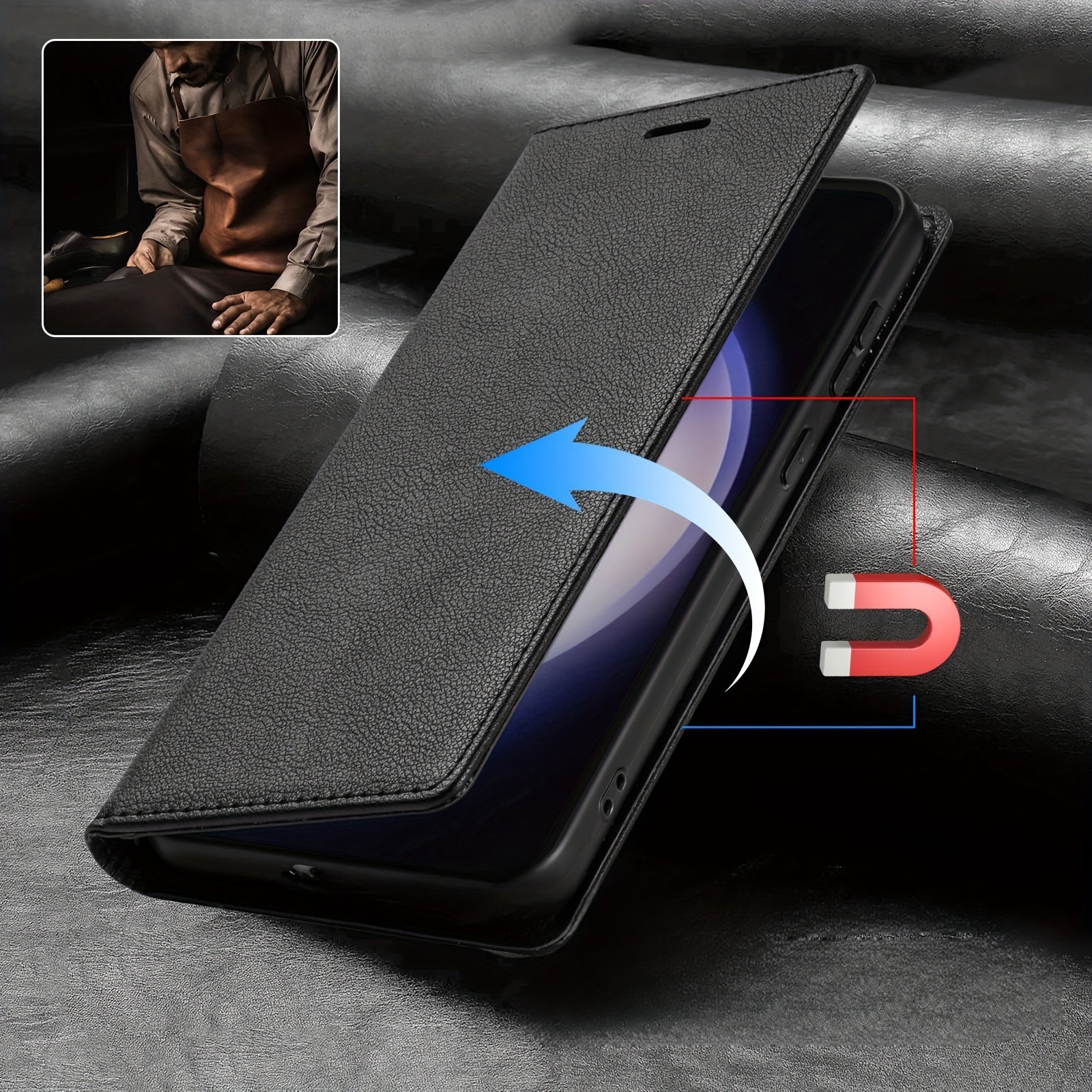 Faux Leather Flip Wallet Phone Case for Galaxy A and F Series Smartphones