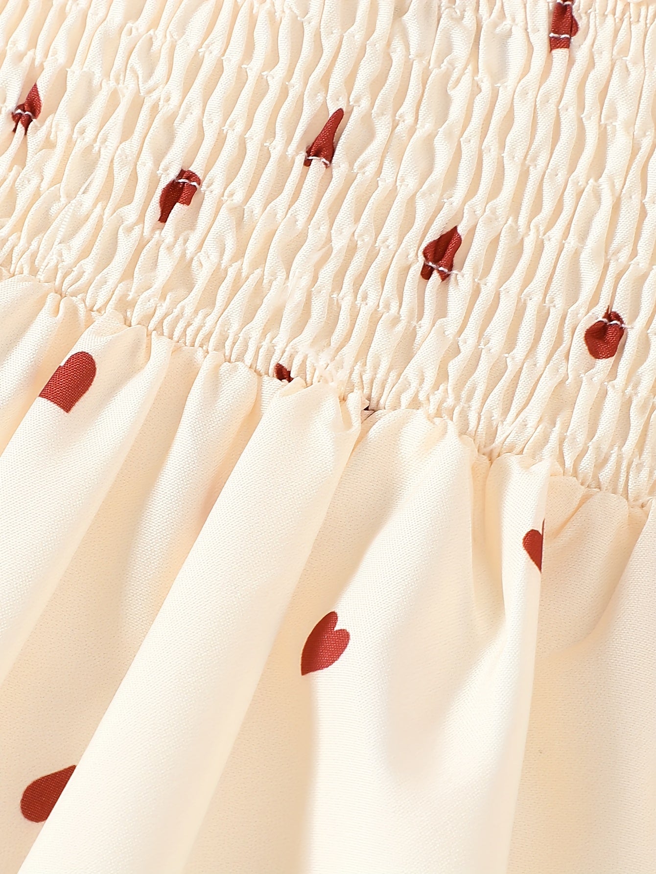 Qizlar uchun yengsiz soyabon yubka ko'ylagi, shaftoli yurak printi, tortishqichli suspender, yozgi ochiq havoda kiyish uchun mukammal.