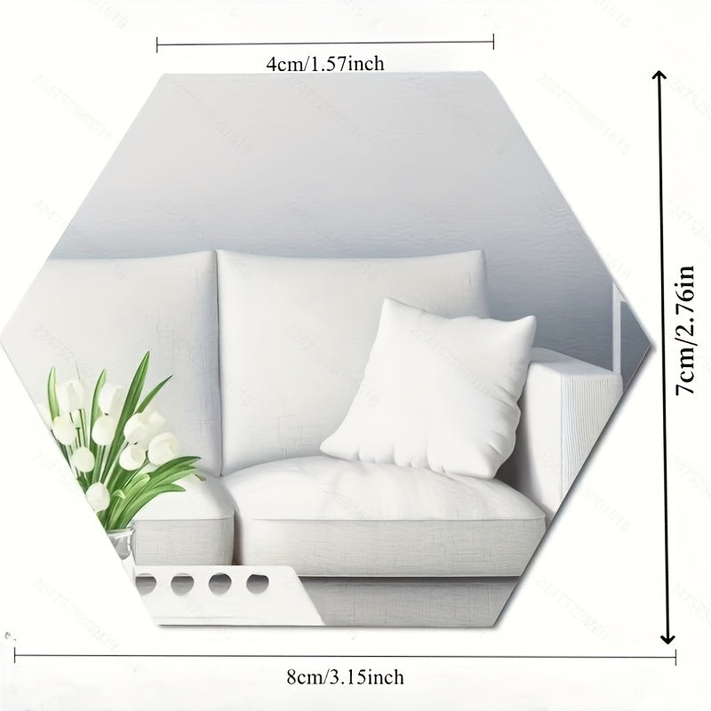 Hexagonal Mirror Wall Stickers Self-Adhesive Acrylic Tiles for Living Room Bedroom Decor