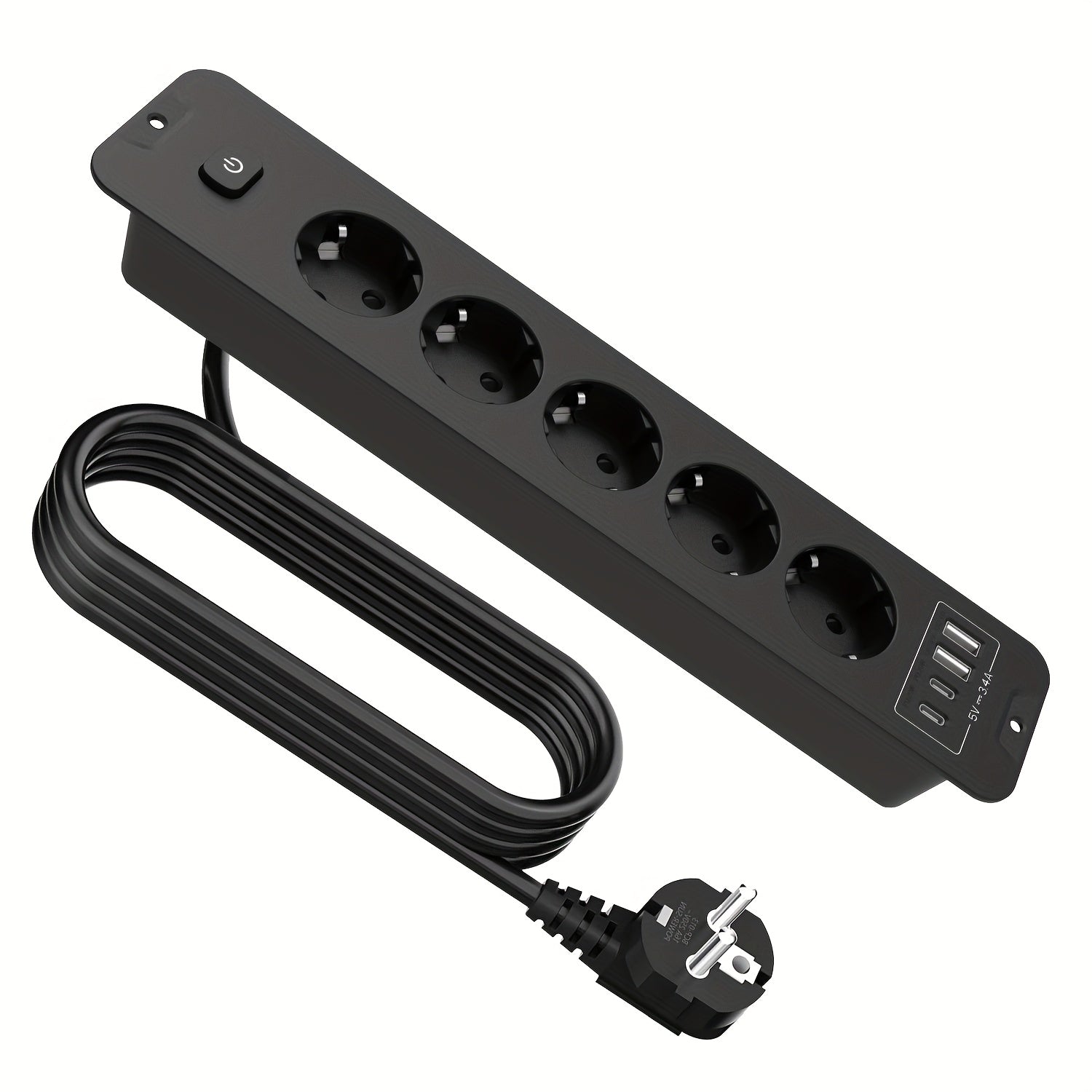 Home Power Strip with 4 USB Ports, 5 DC Sockets, High Power Socket and 6.56 ft Extension Cord