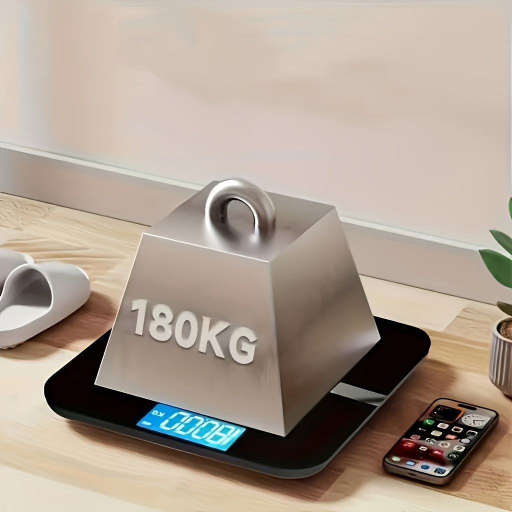 Uy uchun elektron vazn o‘lchagich, katta quvvatli, keng platformali, orqa yoritilgan displeyda oson o‘qiladigan raqamlar bilan, 176.9 KG gacha aniqlik bilan.