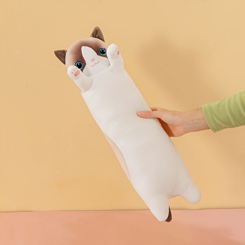 Bolalar va kattalar uchun yumshoq o'yinchoq, uzun mushukcha plüsh o'yinchoq, yostiq, yostiqcha