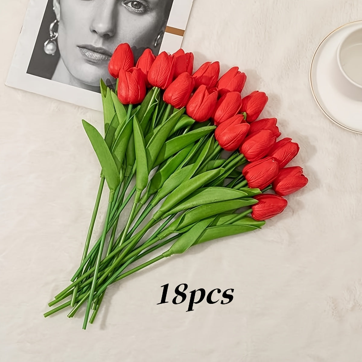 Artificial Tulips Set 18 Lifelike Plastic Spring Home Decor for Gifts and Events