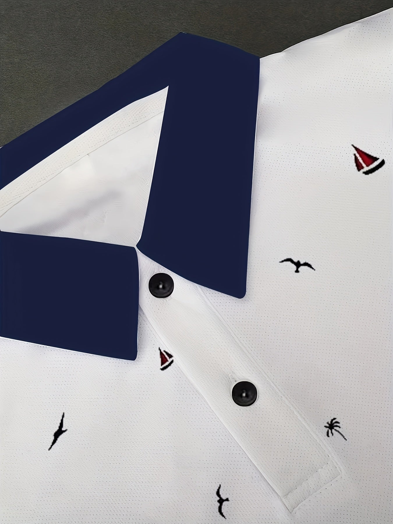 Men's Digital Print Golf Polo Shirt with Lapel Collar Stretch Knit Fabric Summer Regular Fit