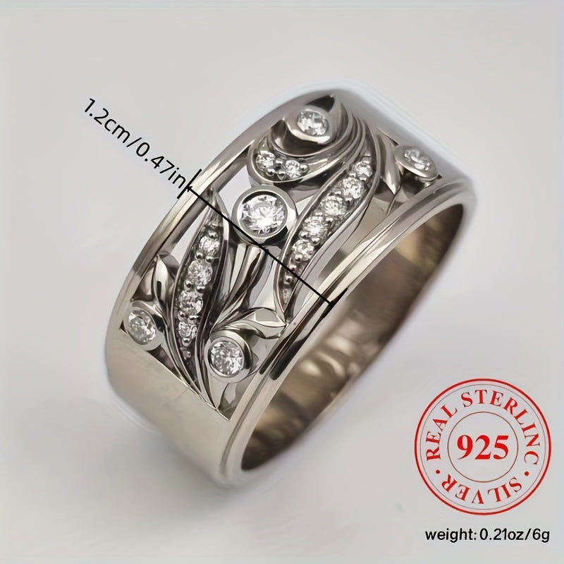 Sterling Silver Ring with Cubic Zirconia Stones for Engagement and Wedding