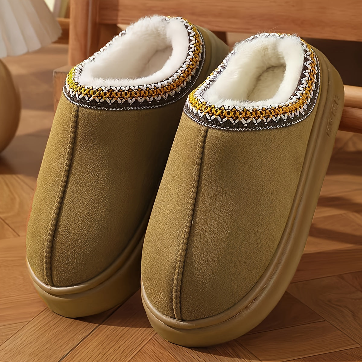 Women’s Winter Home Slippers Warm Soft Sole Wool Lined Indoor Outdoor Shoes