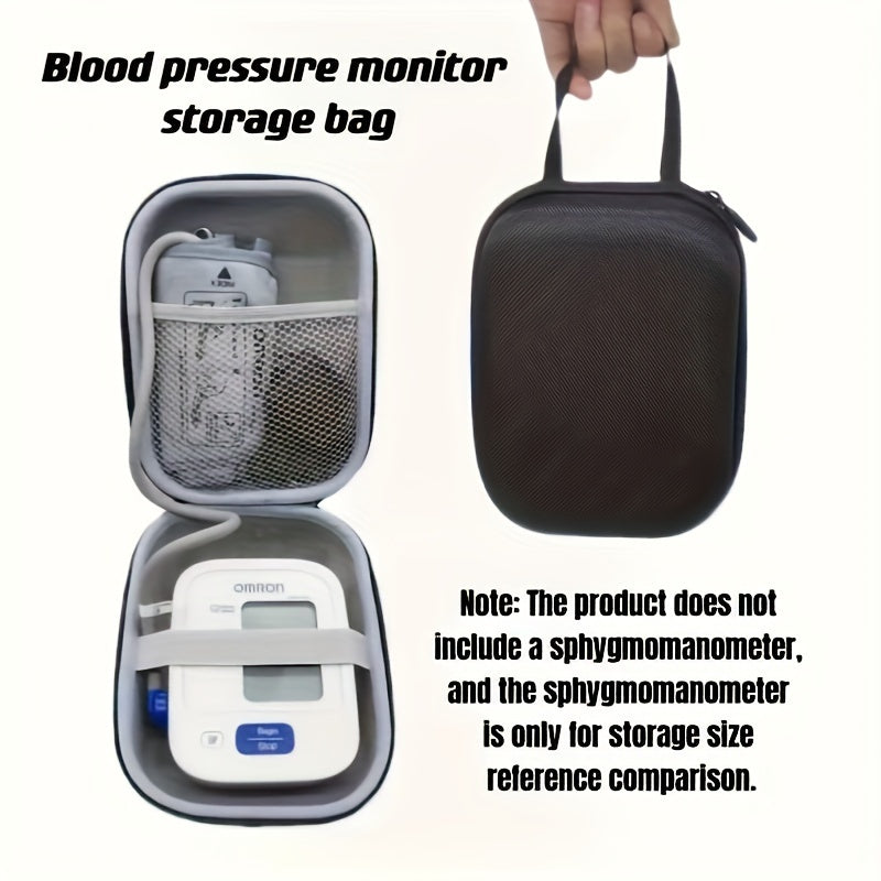 Portable Blood Pressure Monitor Case with Strap Black Grey Organizing Cuffs and Digital Devices