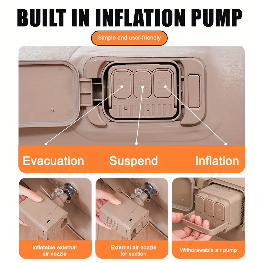 Tashqi shishiriladigan yotoq padlari, lagerda va uyda foydalanish uchun. Avtomatik shishirish.