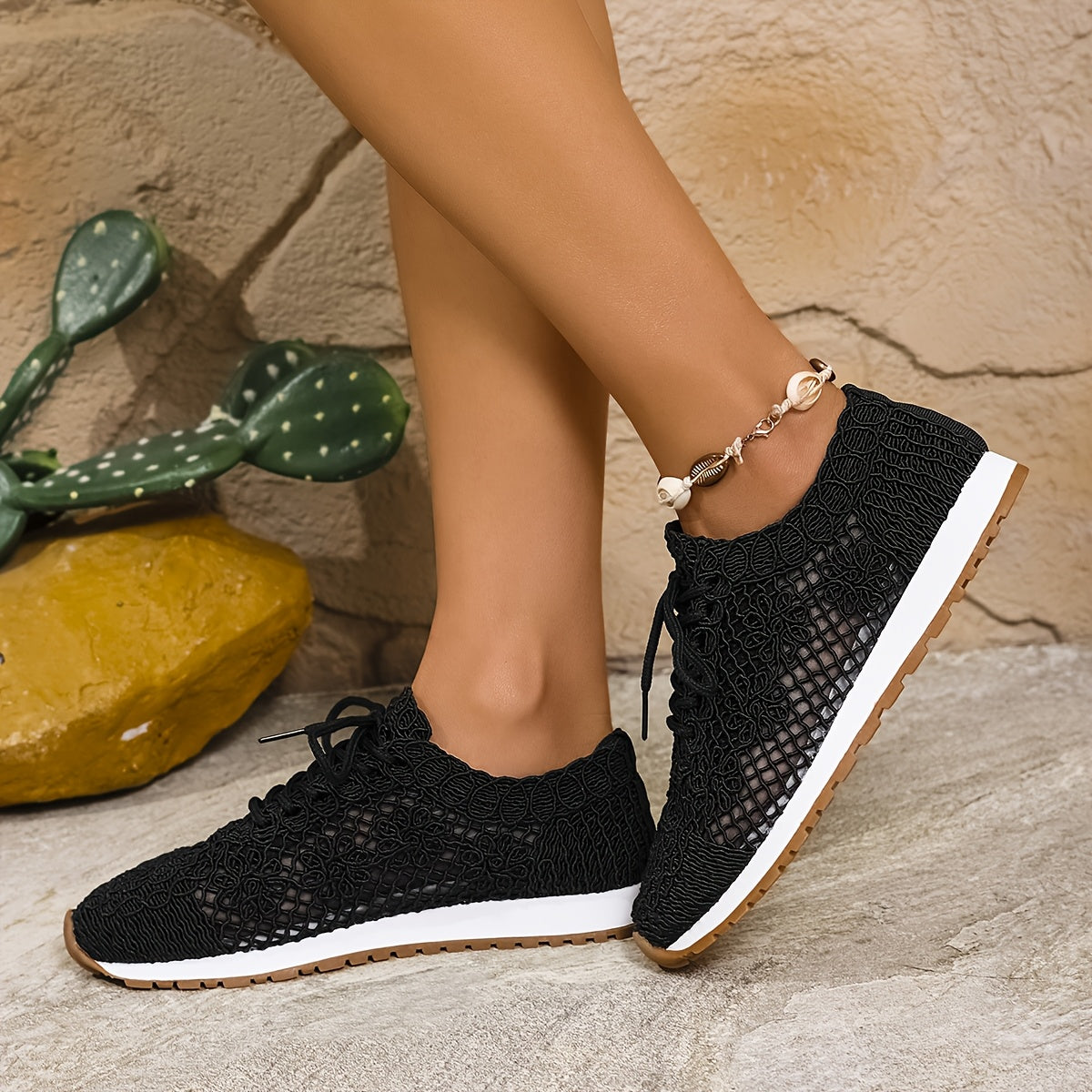 Women’s Summer Mesh Casual Shoes Breathable Fabric Rubber Sole Solid Color