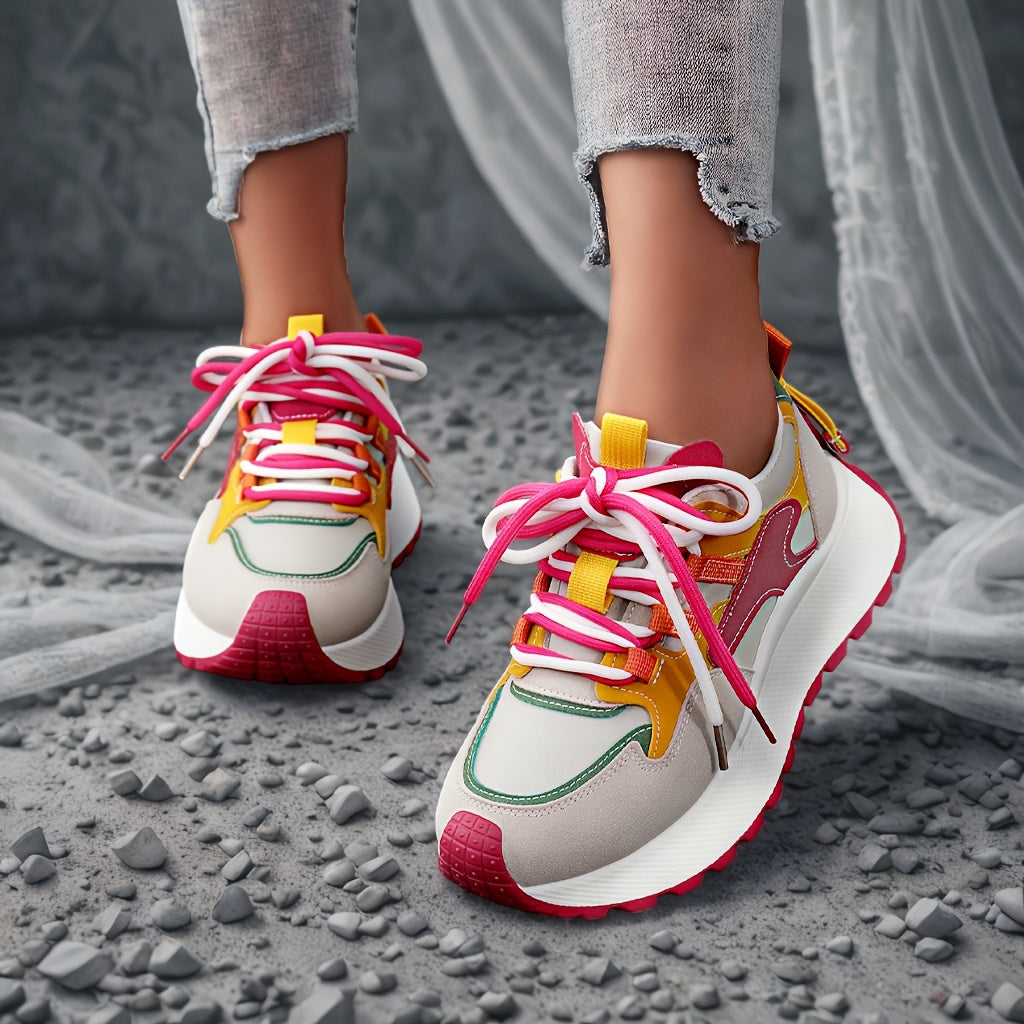 Zapatillas altas para mujer con cordones coloridos suela antideslizante para todas las estaciones