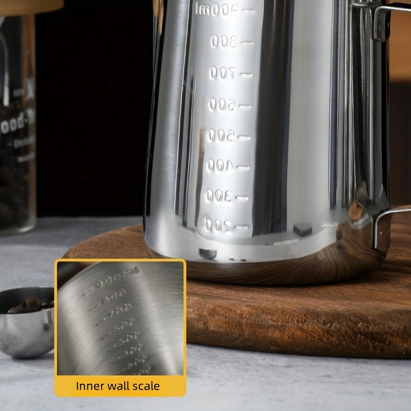 Stainless Steel Milk Frothing Pitcher with Measurement Marks for Latte Art