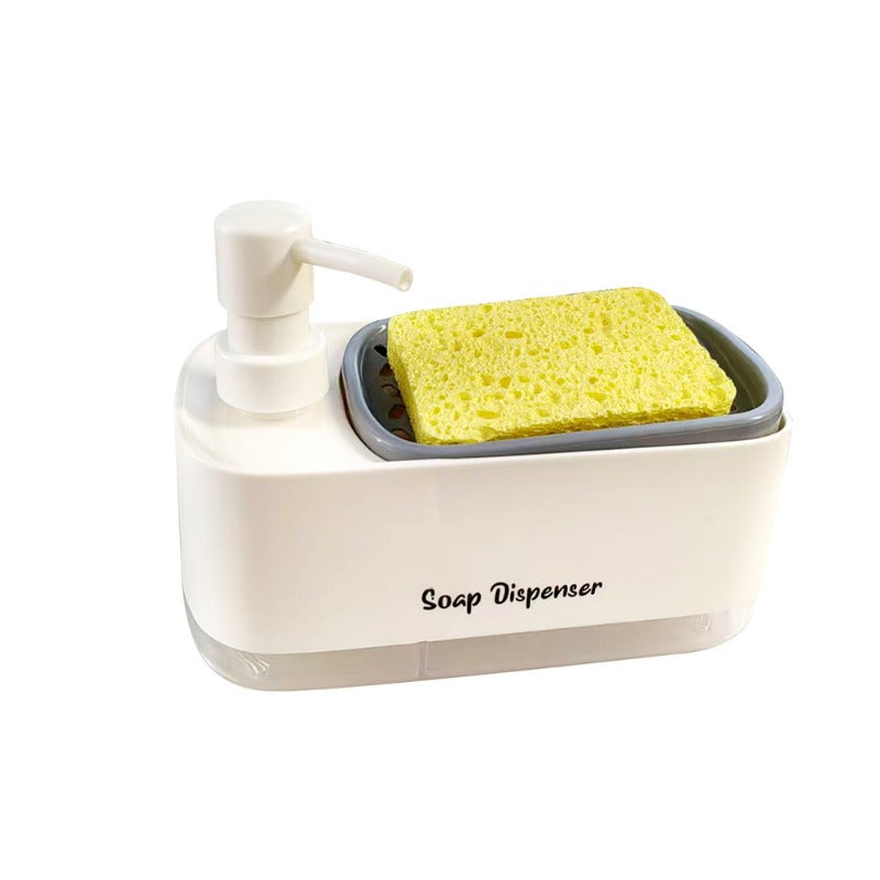 Manual Soap Dispenser with Sponge Holder Non-Electric Nickel-Free Kitchen Sink Countertop Liquid Pump