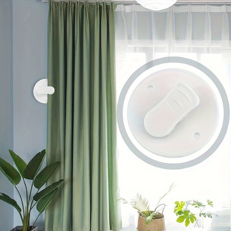 Set of 2 White Shower Curtain Clips with Splash Guard, Strong Plastic, Floor-Friendly