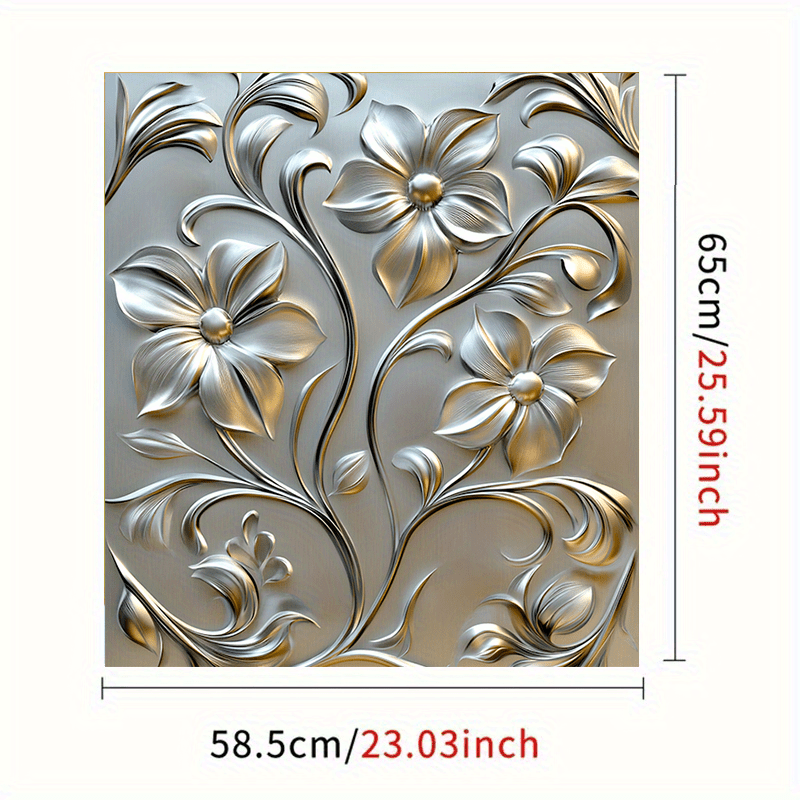 Imán de puerta de lavavajillas de PVC con diseño floral metálico 58.5x65cm, a prueba de agua y manchas