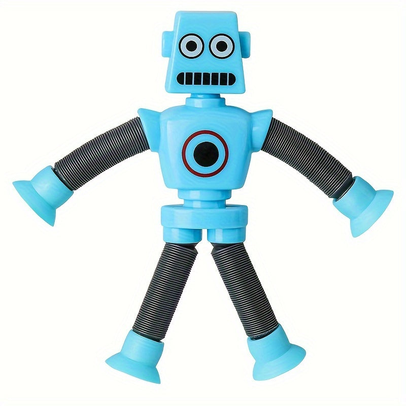 6-8 yoshdagi bolalar uchun DIY o'zgaruvchan robot o'yinchoq: 4 rangdagi teleskopik pop quvuri dizayni bilan ijodiy va ta'limiy sezgi o'yinlari.