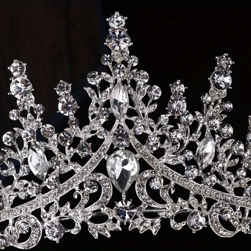 Bridal Rhinestone Jewelry Set Crown Headband Necklace Earrings Wedding Accessory