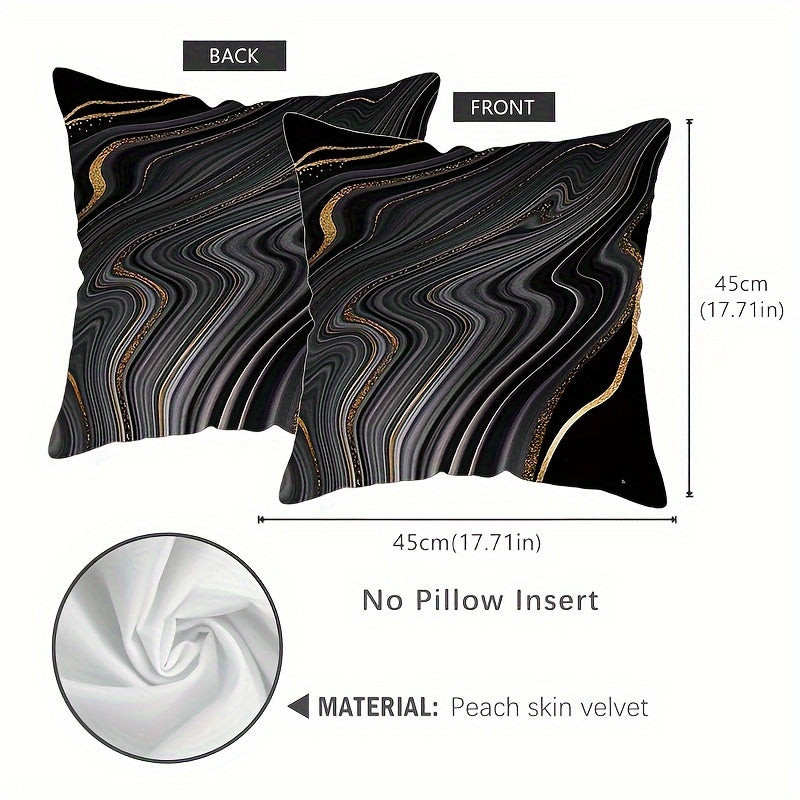Black and Gold Pillow Covers 44.98 cm Square Durable Washable for Couch Decor