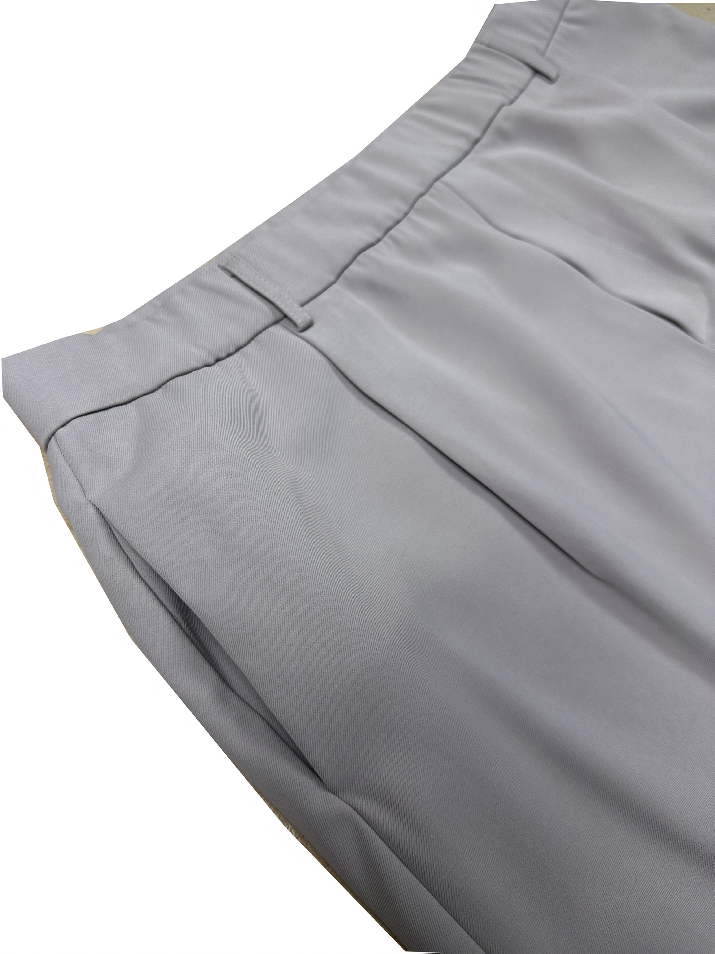 Plus Size Women's Gray Polyester Suit Pants with Elastic Waist Casual Office Wear