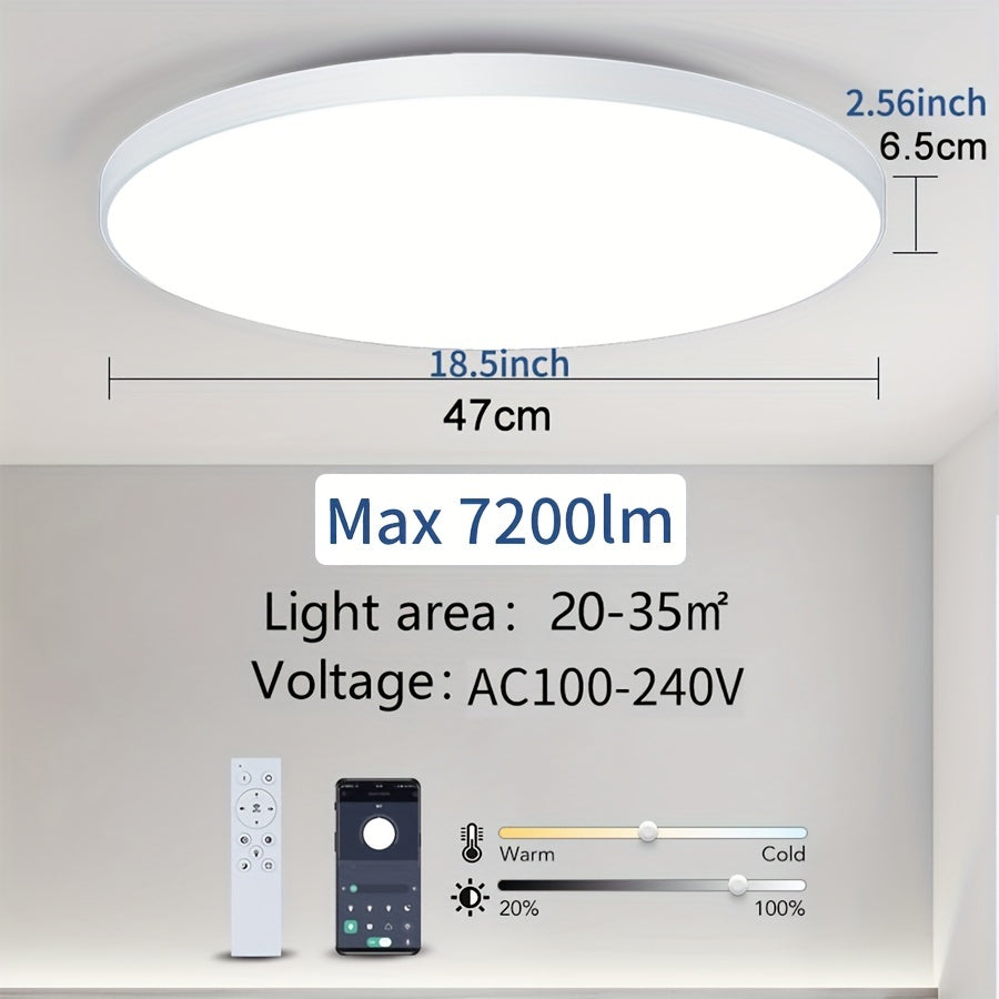 Smart Ceiling Light 18-80W Dimmable LED App Remote Control Adjustable Moisture Proof for Bedroom Living Room