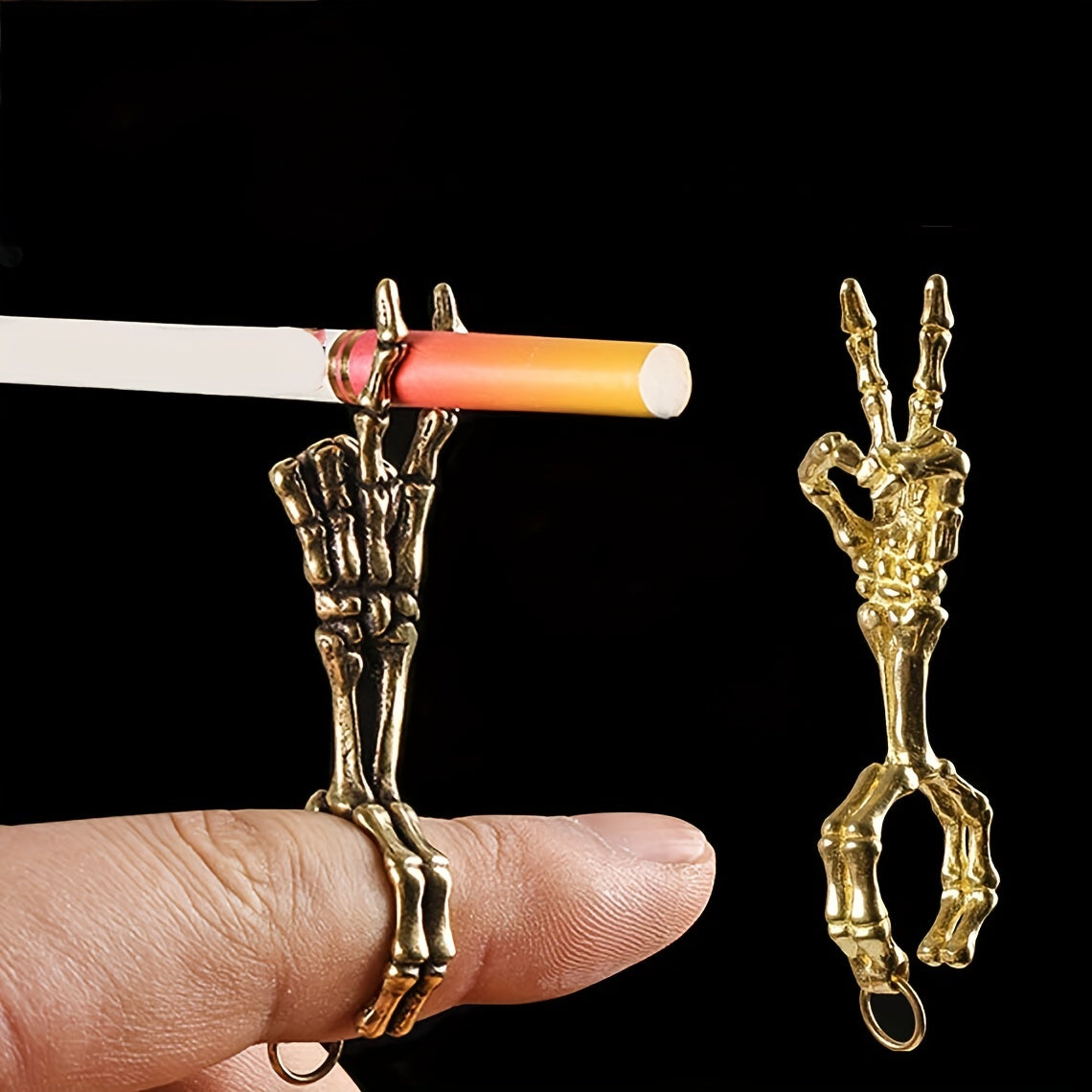 Unisex Vintage Golden Cigarette Holder Ring Adjustable Smoke Accessory