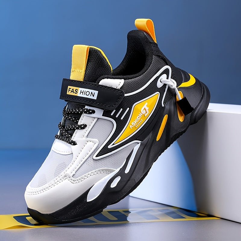 Unisex Geometric Pattern Sneakers for Kids Under 14 with PU Upper EVA Sole and Fabric Insole