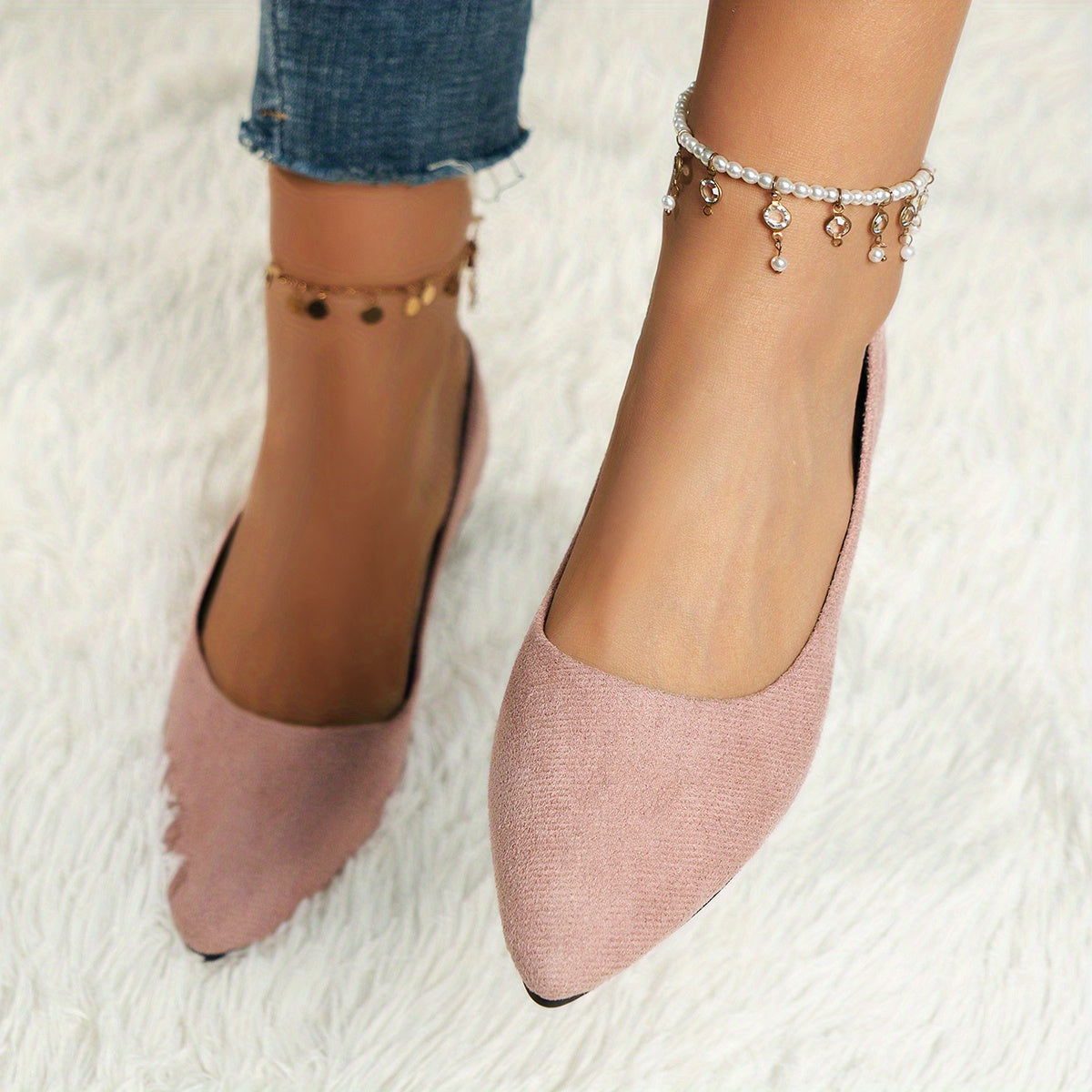 Women's Lightweight Pointed Toe Slip-On Casual Flats with Non-Slip Rubber Sole