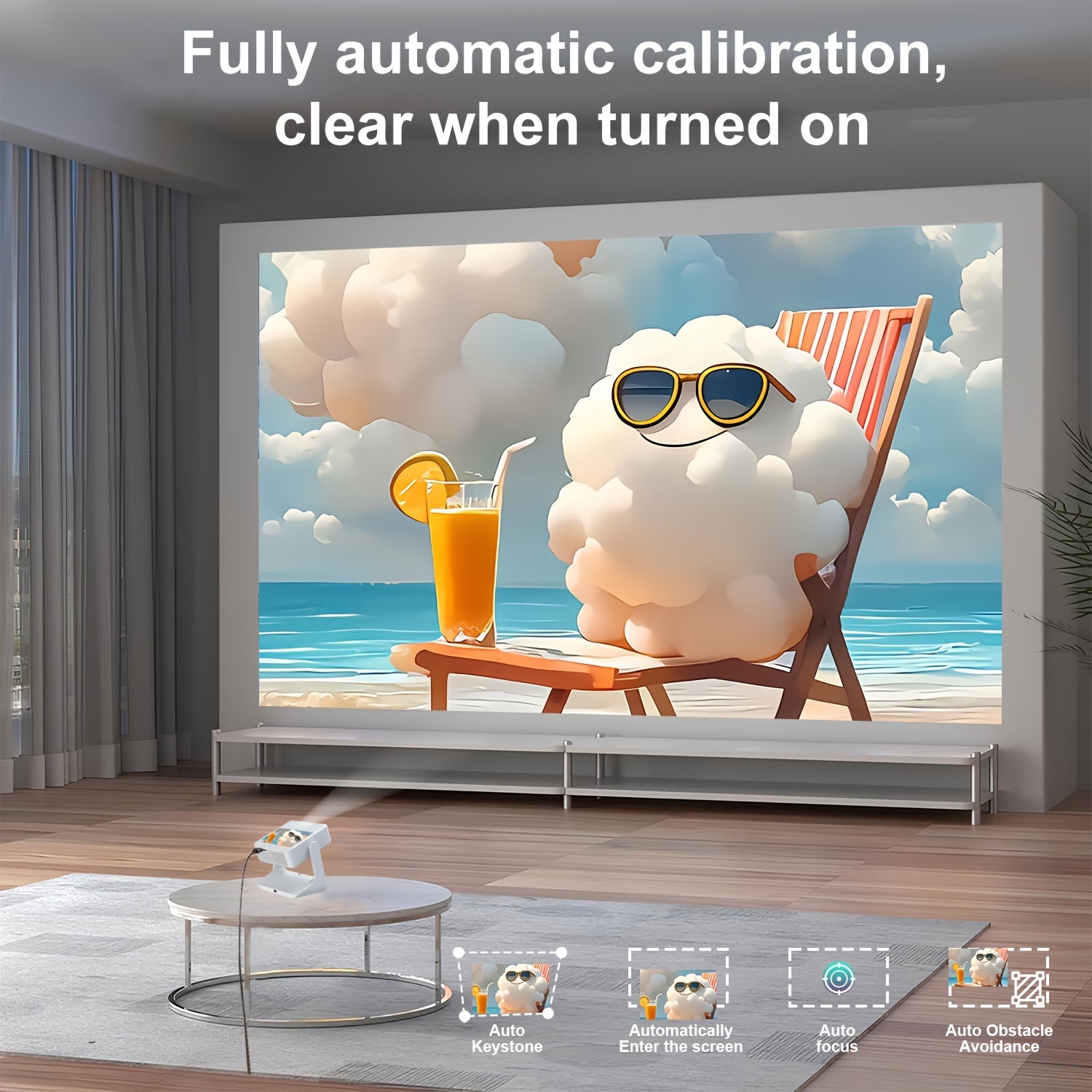 Full HD Portable Smart Projector with Touch Screen 4K Support for Home Use