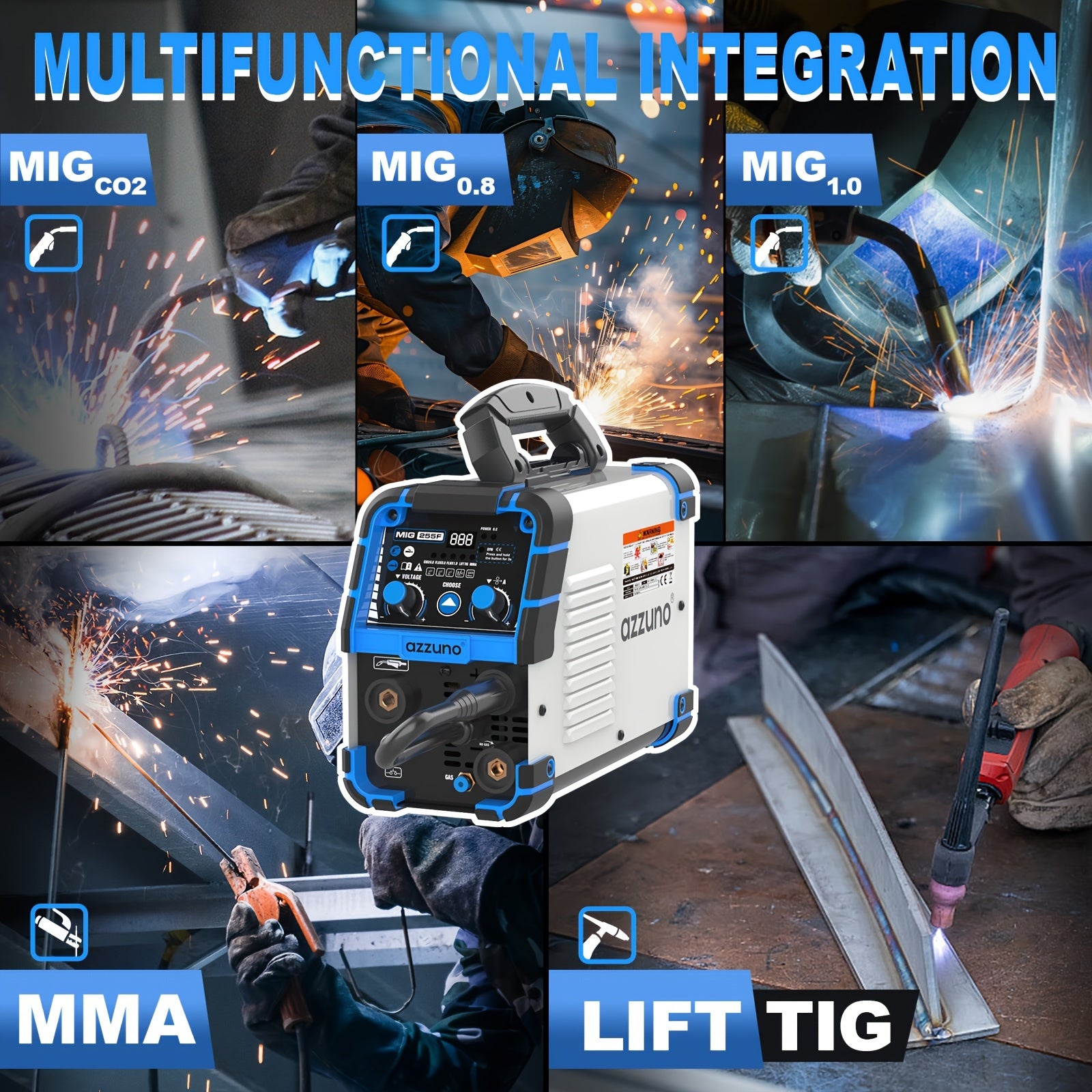 Máquina de soldadura con escudo de gas CO2 4 en 1 portátil MIG MMA TIG LIFT para uso doméstico