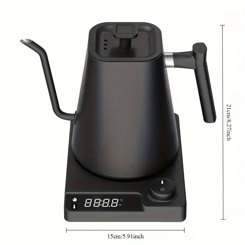 Electric Kettle Stainless Steel Gooseneck 1200W with Temp Control Glass Water Heater