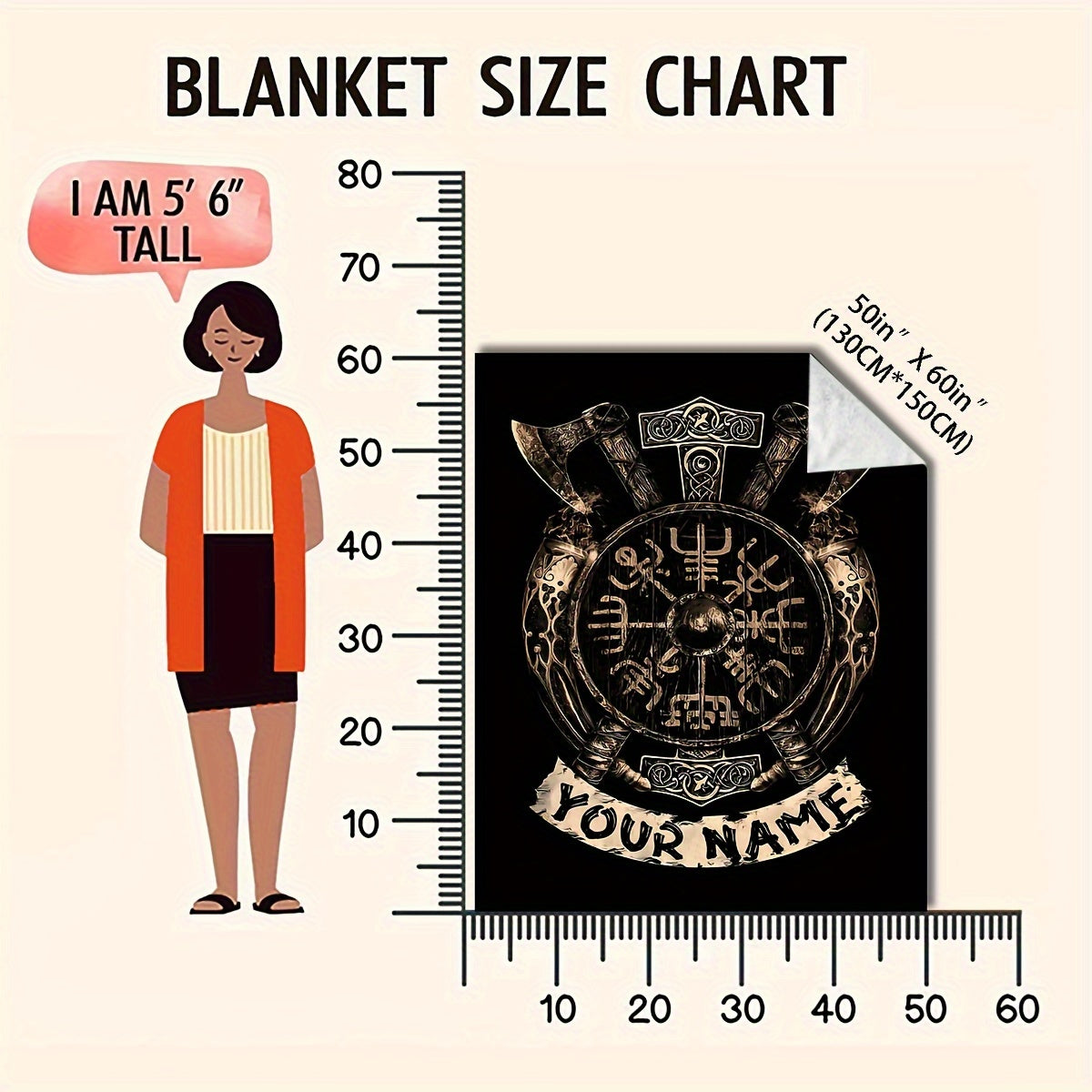 Personalized Viking Totem Print Flannel Blanket Polyester Geometric Shaped All Seasons Gift