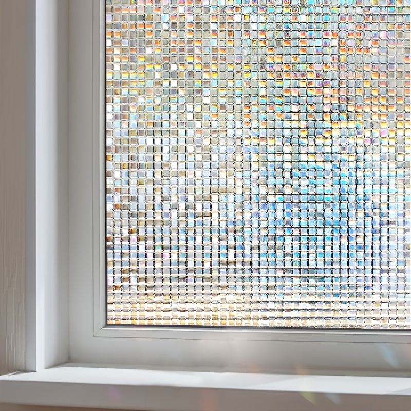 Privacy Window Film Cling Sticker 3D Rainbow Vinyl for Glass Doors Bathrooms