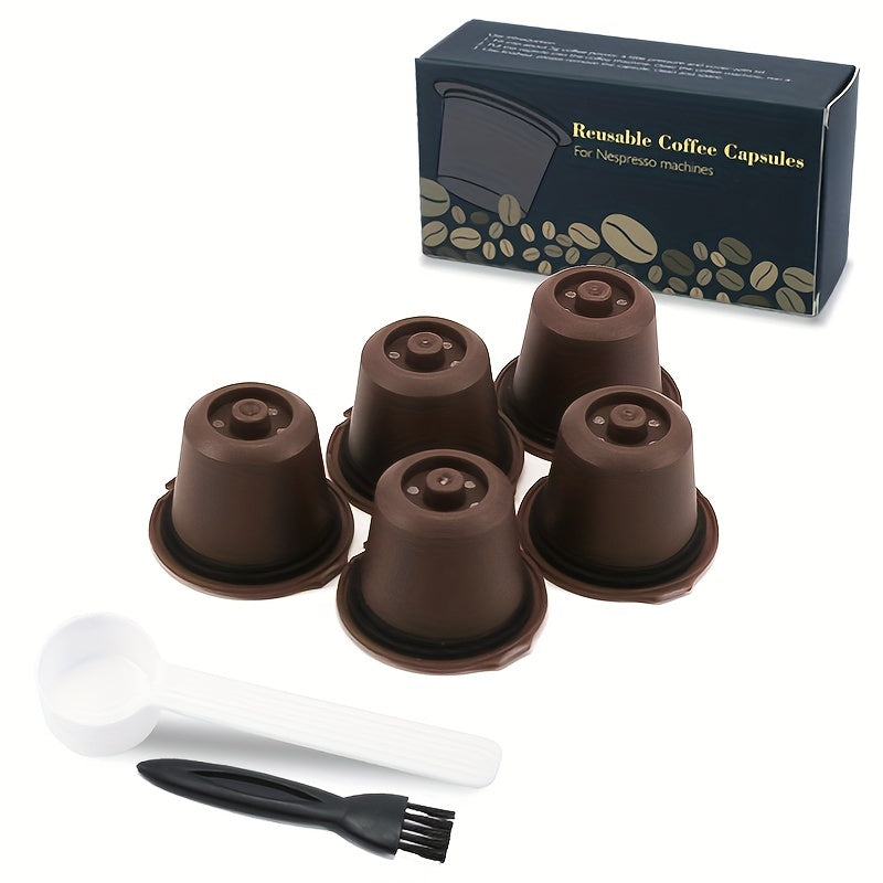 Reusable Coffee Capsule Shell Refill Filter Set 5pcs Curved Brush for Nespresso