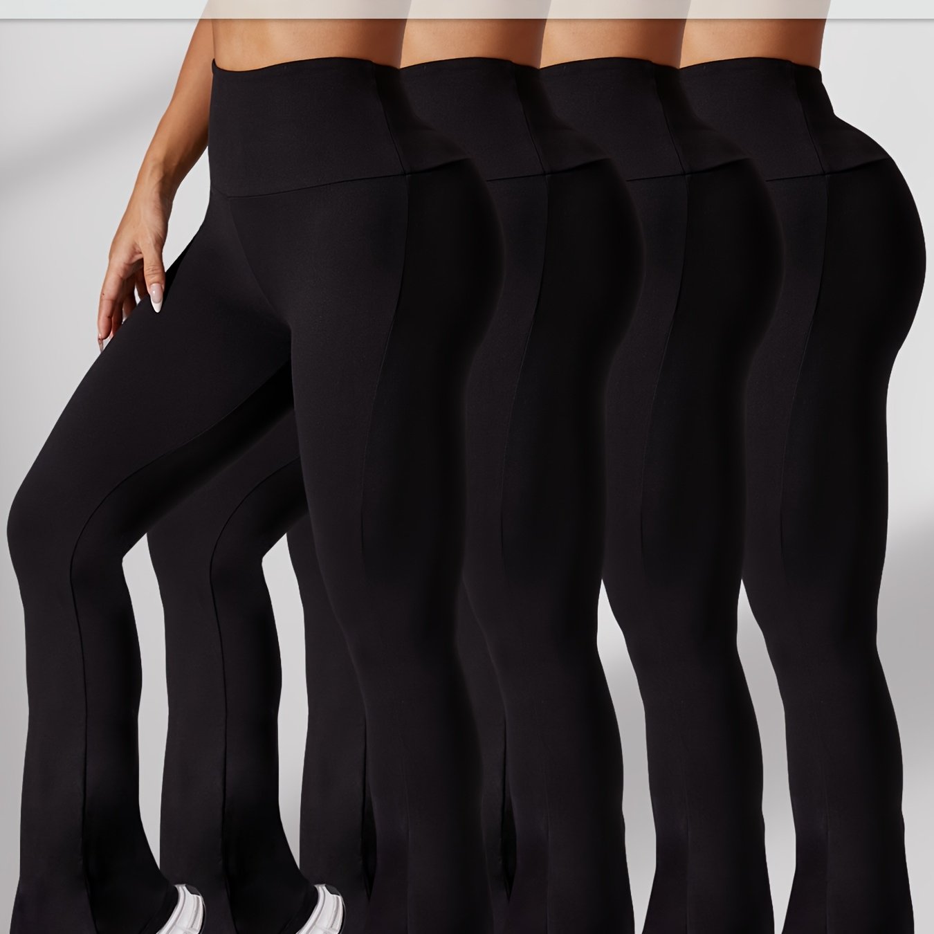 Plus Size Women Flare Leggings High Waist Tummy Control Bell Bottom Black Gray Pink White