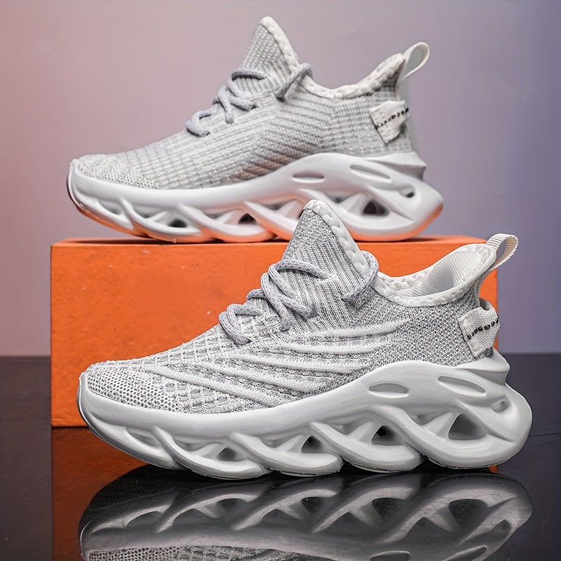 Kids Breathable Knit Sneakers for Tennis and Running All Season Lightweight EVA Sole