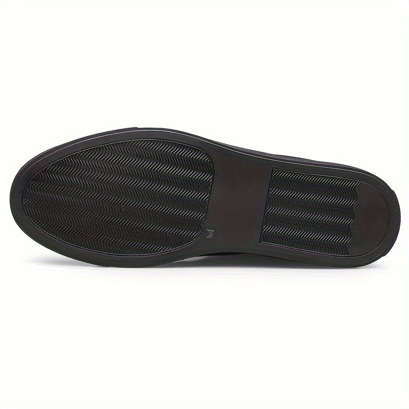 Men's Black Leather Skate Sneakers Casual Low Top Rubber Sole Comfortable PU Inner