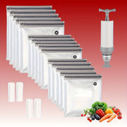 Набор из 20 вакуумных пакетов для хранения продуктов с зажимами и ручным насосом для сохранения свежести