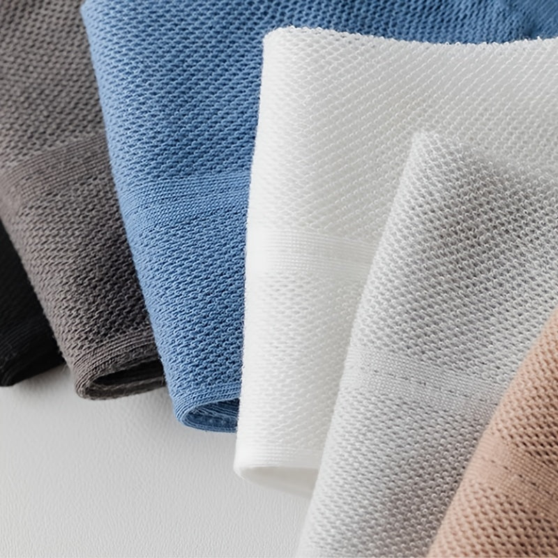 Men's Breathable Mesh Ankle Socks Summer Lightweight Sweat-Absorbent Solid Colors Polyester Blend Pack of 5