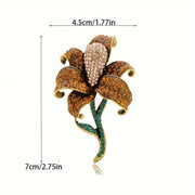 Vintage Lily Flower Rhinestone Brooch Elegant Jewelry for Weddings Formal Wear