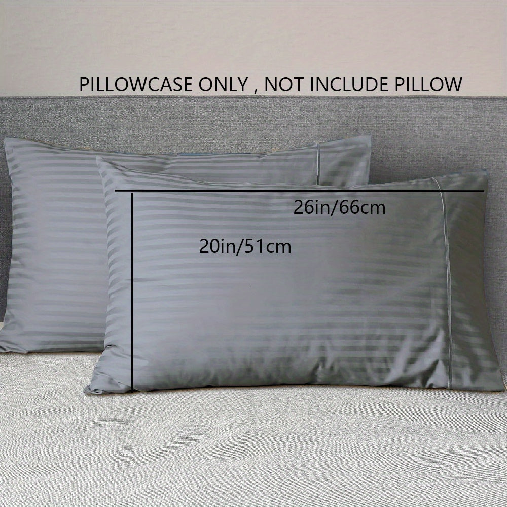 Striped Pillowcases Soft Breathable Woven Polyester Machine Washable Lightweight 90gsm