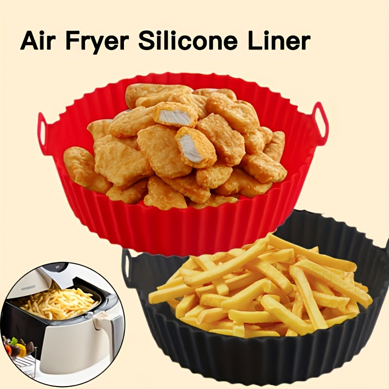 Set of 2 Reusable Silicone Air Fryer Liners Non-Stick Circular Baking Mats for Healthy Cooking