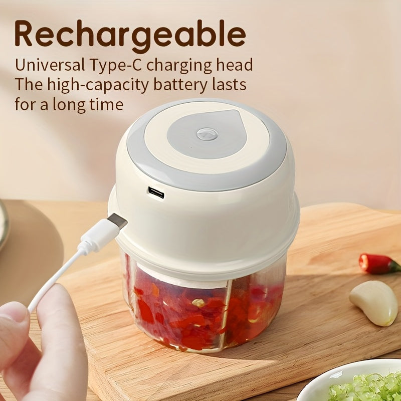 Cordless Mini Food Processor 250ml Stainless Steel Blades Rechargeable Battery