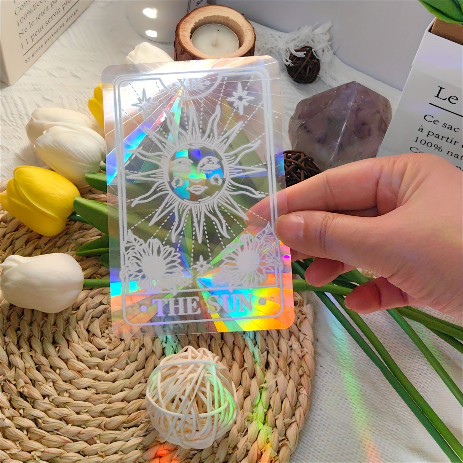 Rainbow Prism Glass Window Cling Sunshine Card Design Easy to Apply PVC Decor