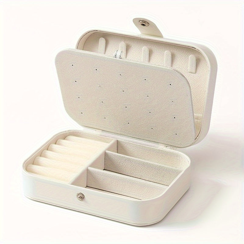 Caja organizadora de joyas de cuero sintético con exhibición ajustable y removible para viajes y almacenamiento