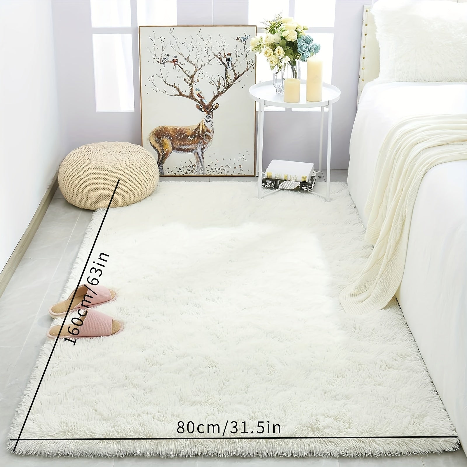 Thick Shag Area Rug Plush Fuzzy Carpet Non-Slip Soft Furry for Living Room Bedroom