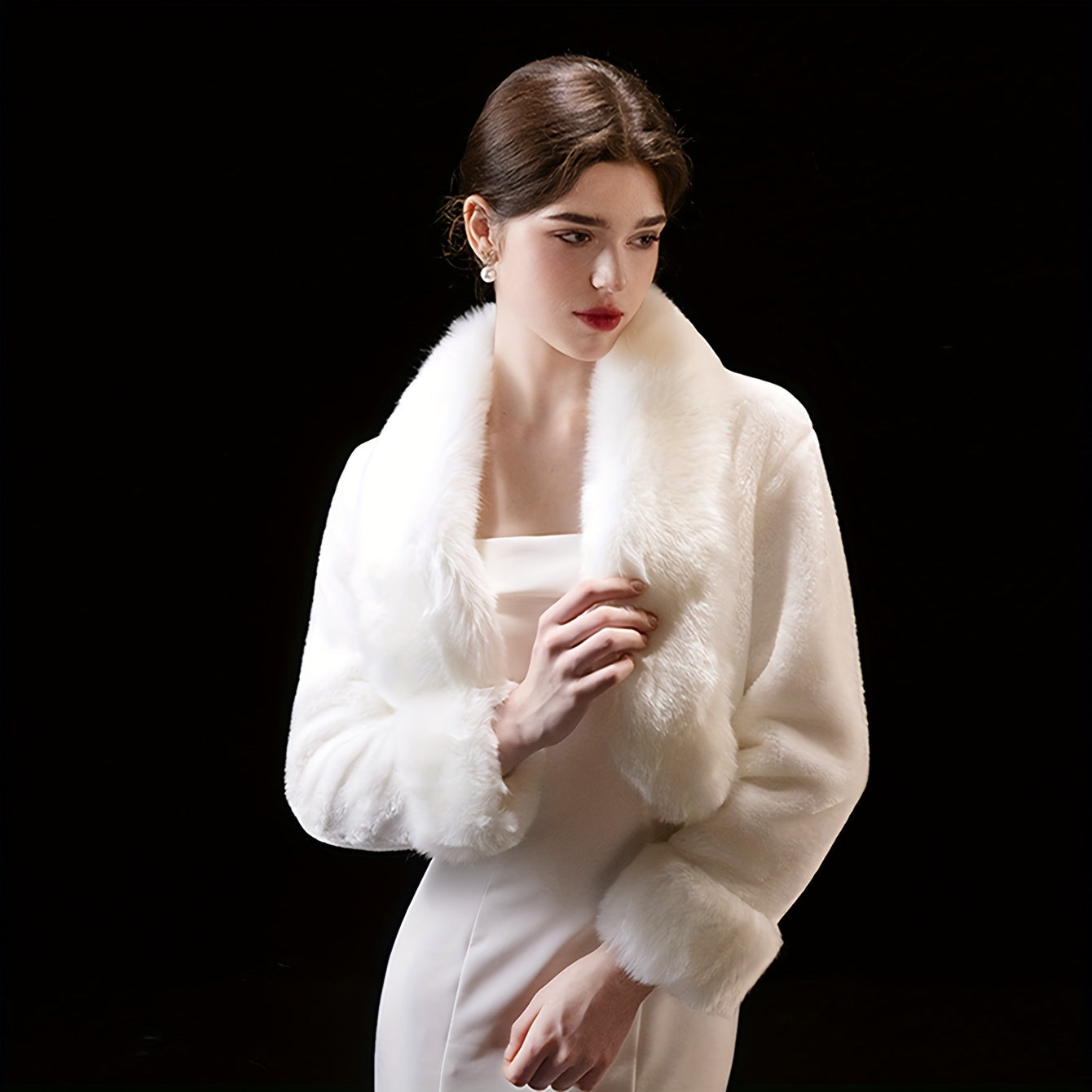 Faux Fur Bridal Shawl Wrap for Women Warm Winter Wedding Accessory