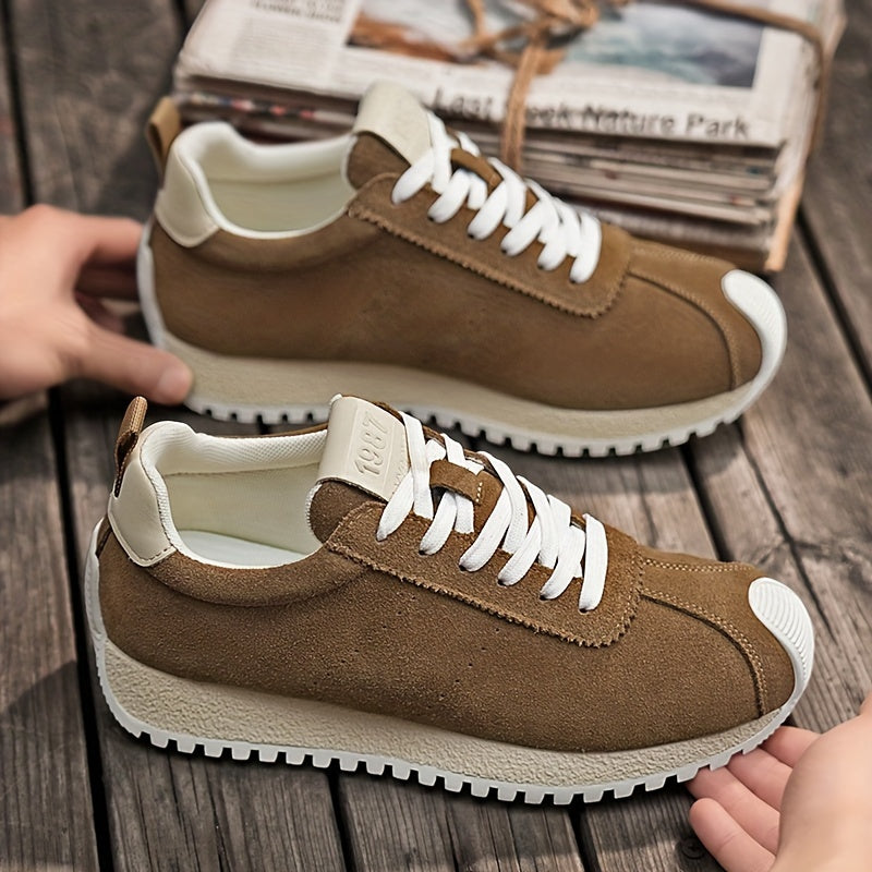 Men's Casual Sneakers with Thick Sole Arch Support Durable Lace-Up All-Season